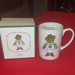 Ralph Lauren Green and White Bear Mug